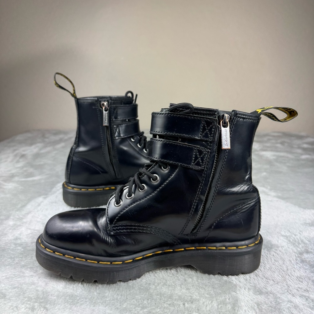 Dr. Martens Black Leather Lace Up/Zip Buckle Ankle Boots Good Condition W Wear - Picture 5 of 15
